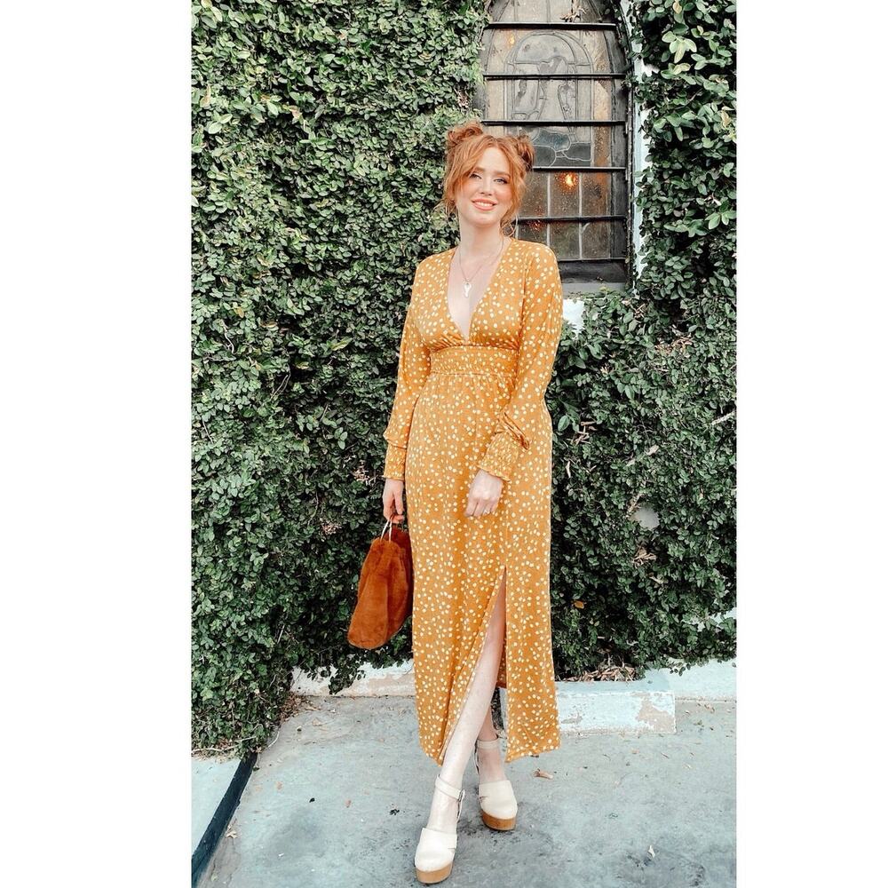 ASOS Yellow Polka Dot Maxi Dress